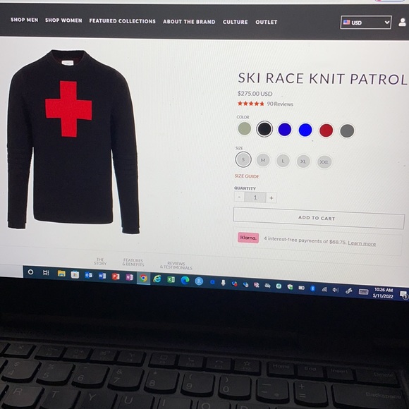 Alps & Meter luxury sweater. Black with a Red Cross, size XL. - Picture 6 of 6